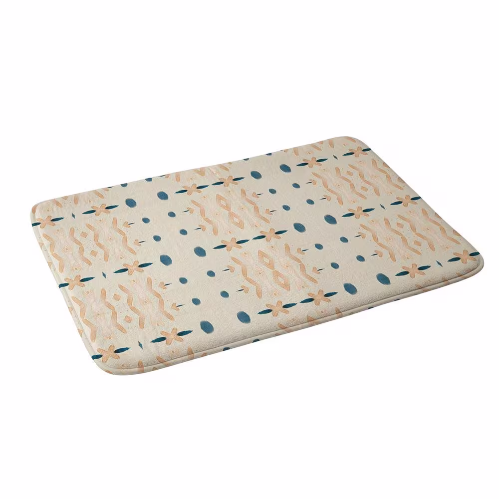 DenyDesigns. Sheila Wenzel-Ganny Mud Cloth 34 in. x 21 in. beige Memory Foam Bath Mat