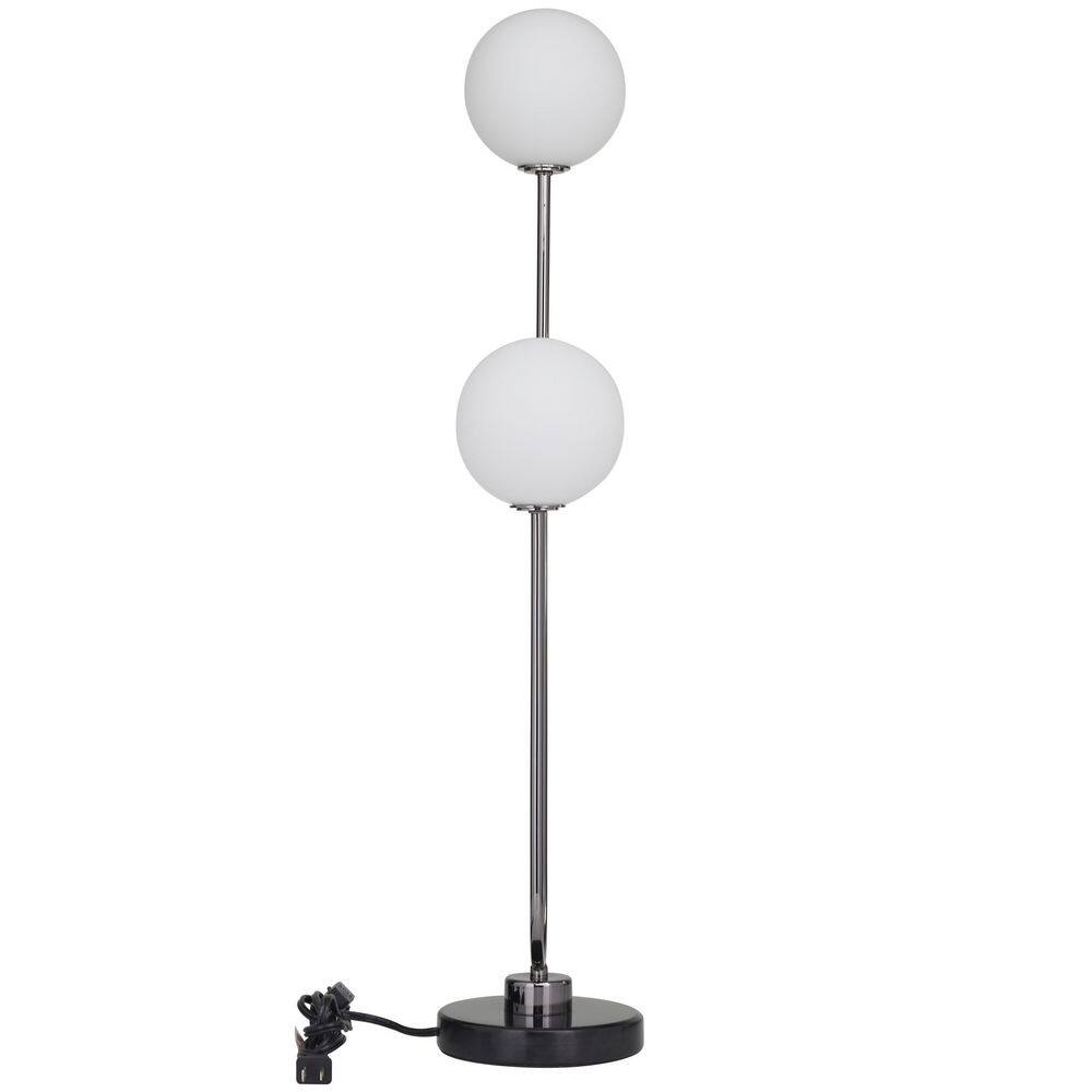 Litton Lane 31 in. Silver Marble Orb 2 Light Task and Reading Table Lamp with Marble Base