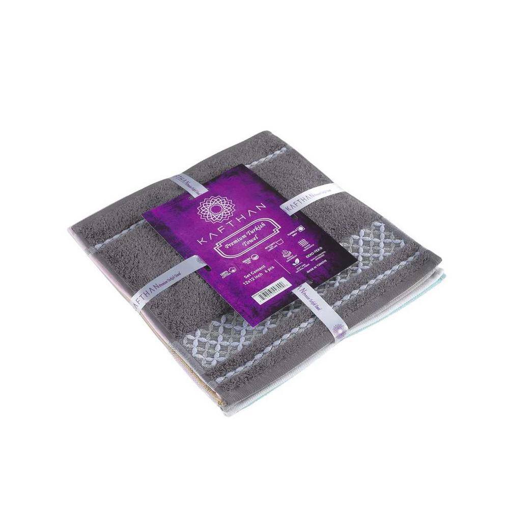 None KAFTHAN Textile Multicolor Plaid Turkish Cotton Washcloths (Set of 6)