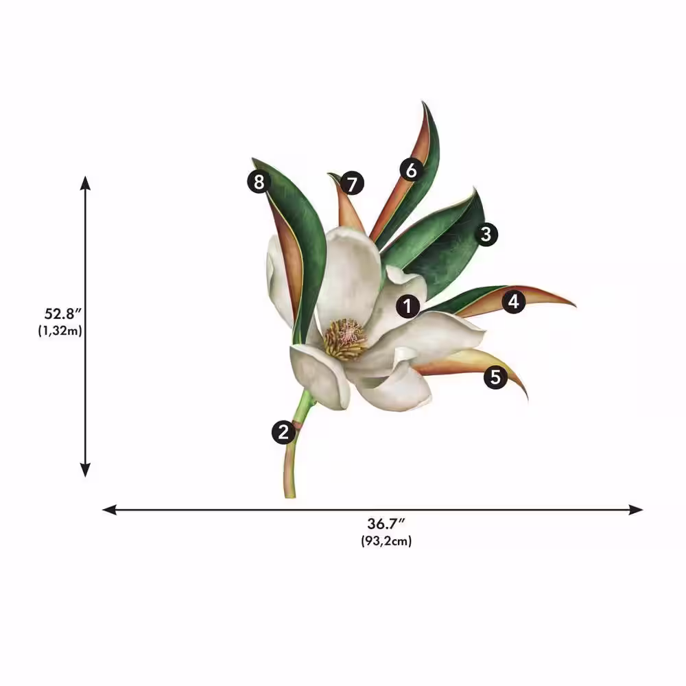 RoomMates Vintage Magnolia Peel and Stick Giant Wall Decals