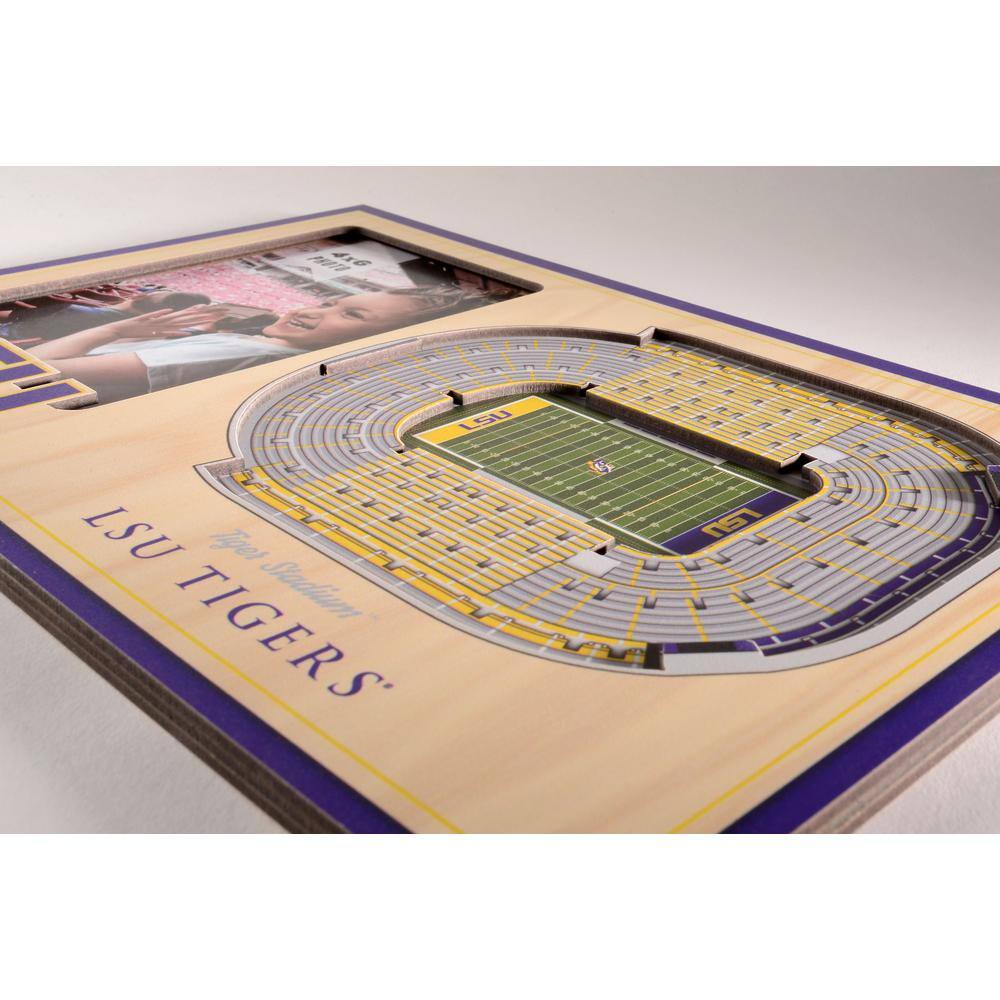 YouTheFan NCAA LSU Tigers Team Colored 3D StadiumView with 4 in. x 6 in. Picture Frame