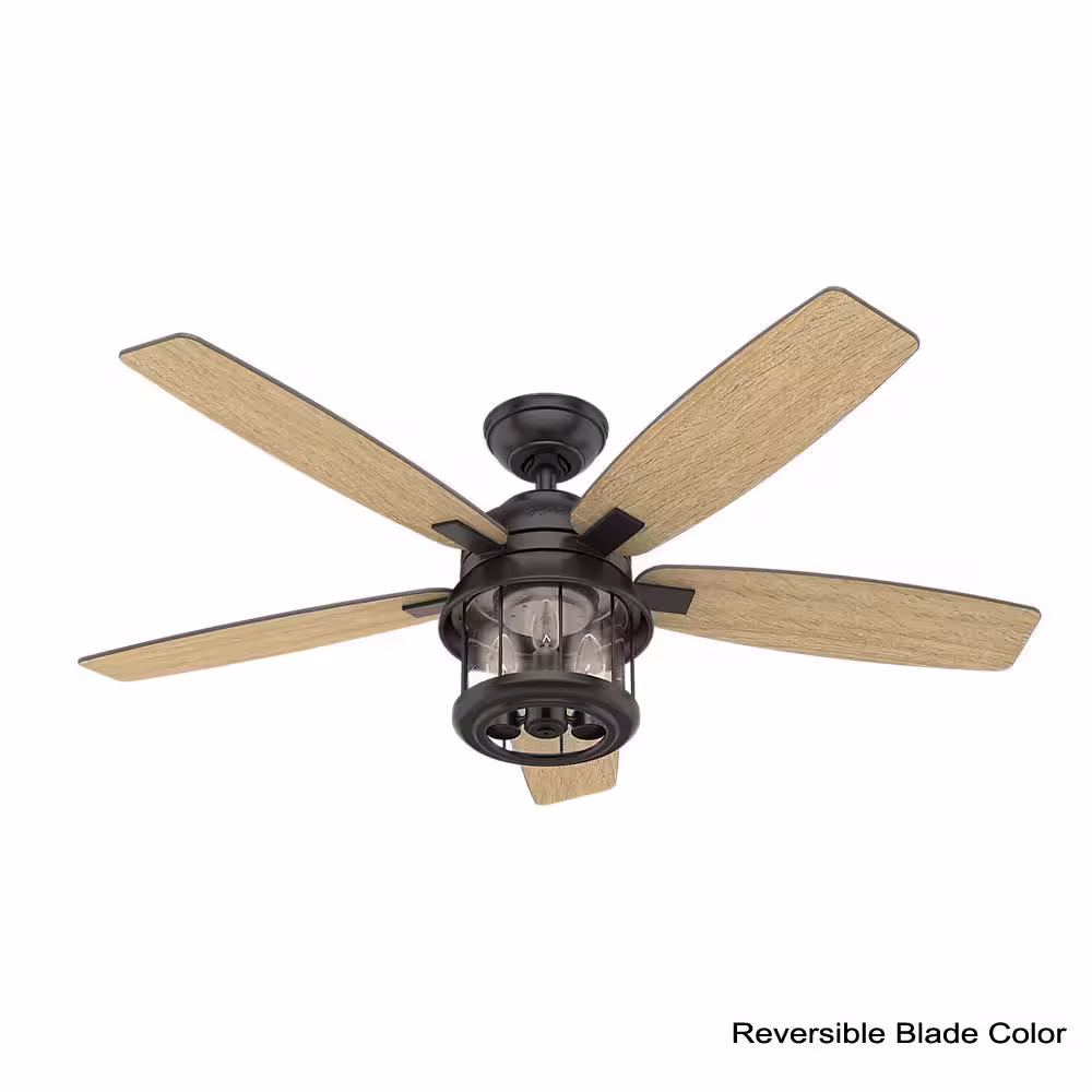 Hunter Coral Bay 52 in. LED Indoor/Outdoor Noble Bronze Ceiling Fan with Handheld Remote and Light Kit