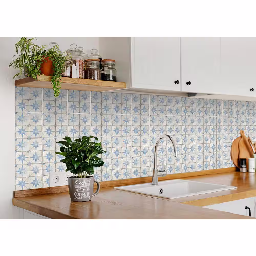 None Blue and White R5 4 in. x 4 in. Vinyl Peel and Stick Tile (24-Tiles, 2.67 sq. ft./Pack)
