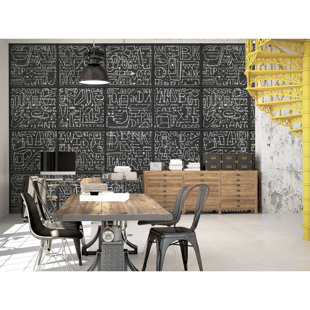A-Street Prints 108 in. x 162 in. BKYLN Bank Multi-Panels Black Wall Mural