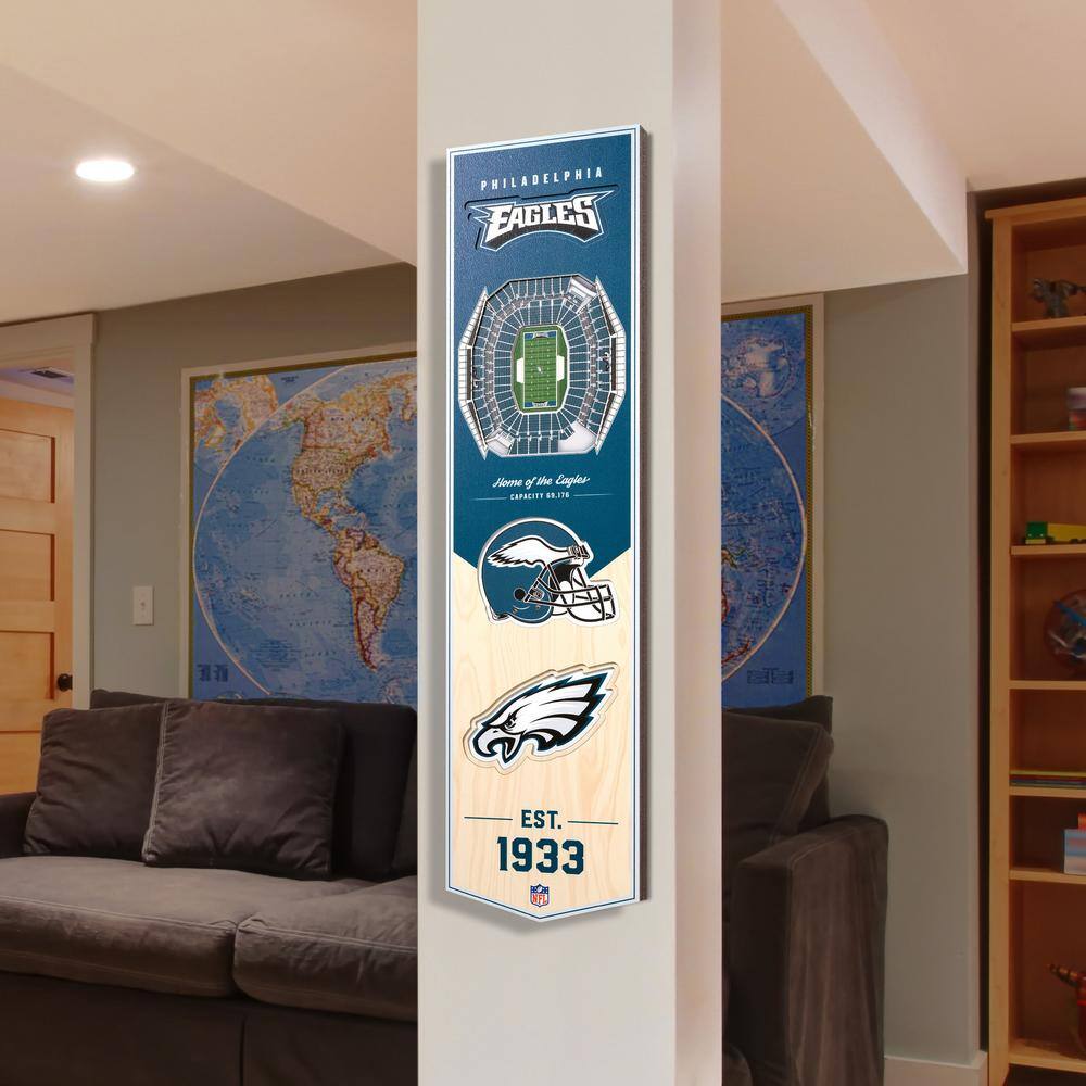 YouTheFan NFL Philadelphia Eagles Wooden 8 x 32 3D Stadium Banner Decorative Sign -Lincoln Financial Field