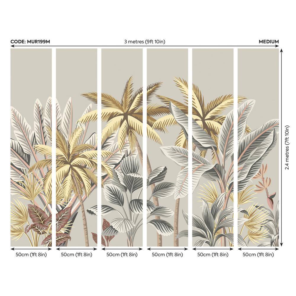 None Golden Tropical Palm Trees Wall Mural