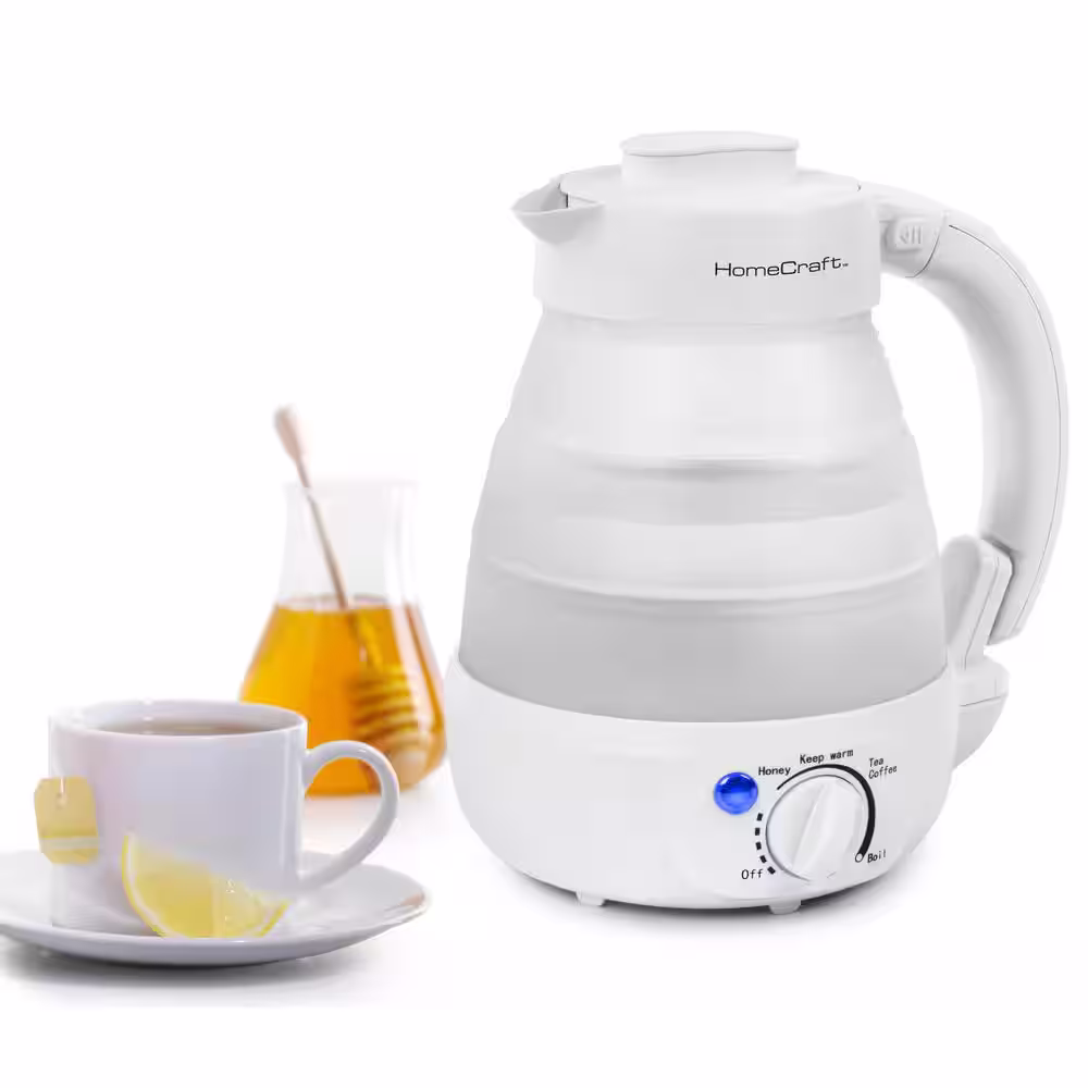 Nostalgia 2.5-Cup White Corded Electric Kettle with Silicon Carafe