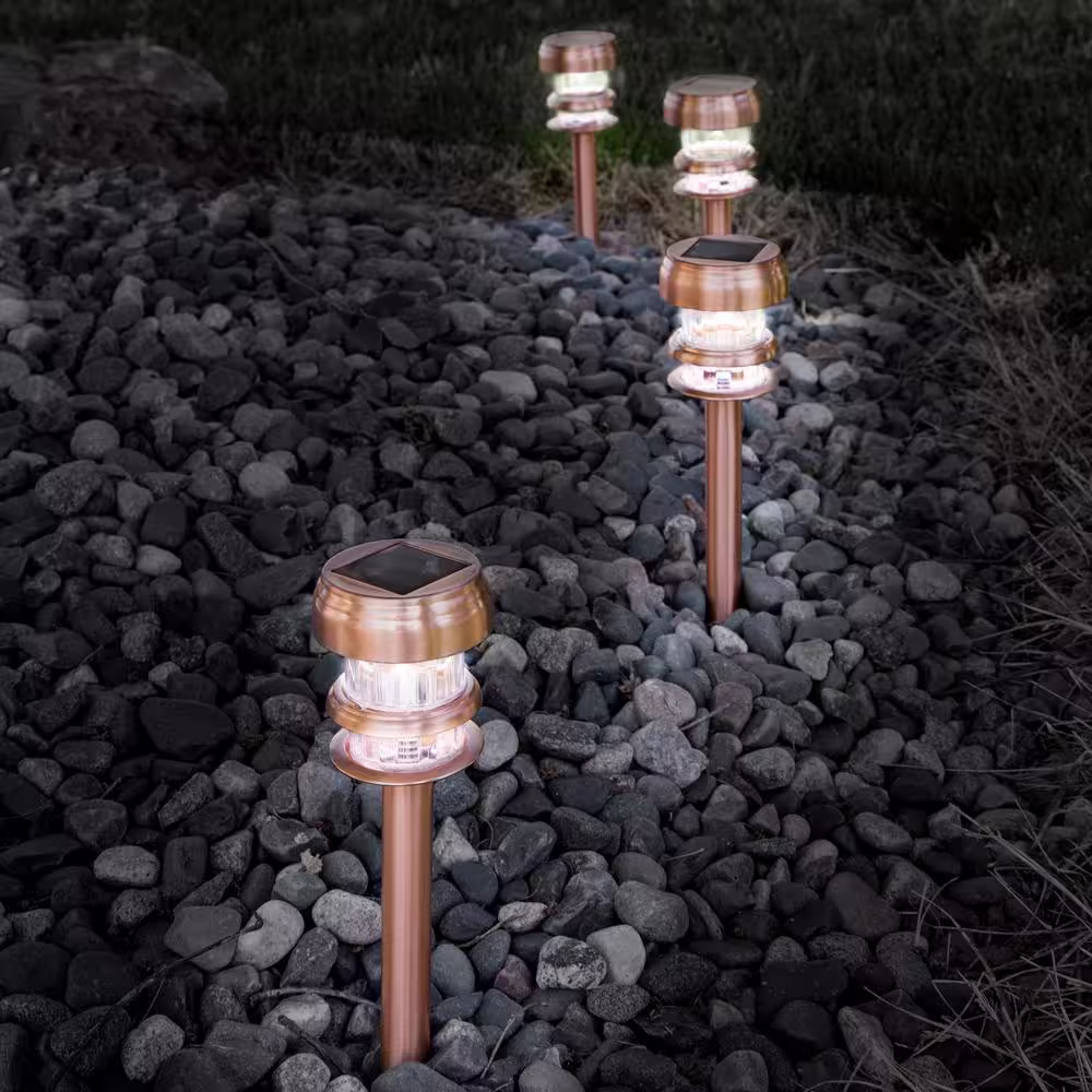 Pure Garden Solar Powered Copper Path LED Lights (4-Pack)