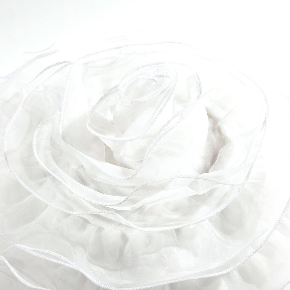 Lush Decor Ruffle Layer Flower White Round Polyester 17 in. x 17 in. Round Throw Pillow