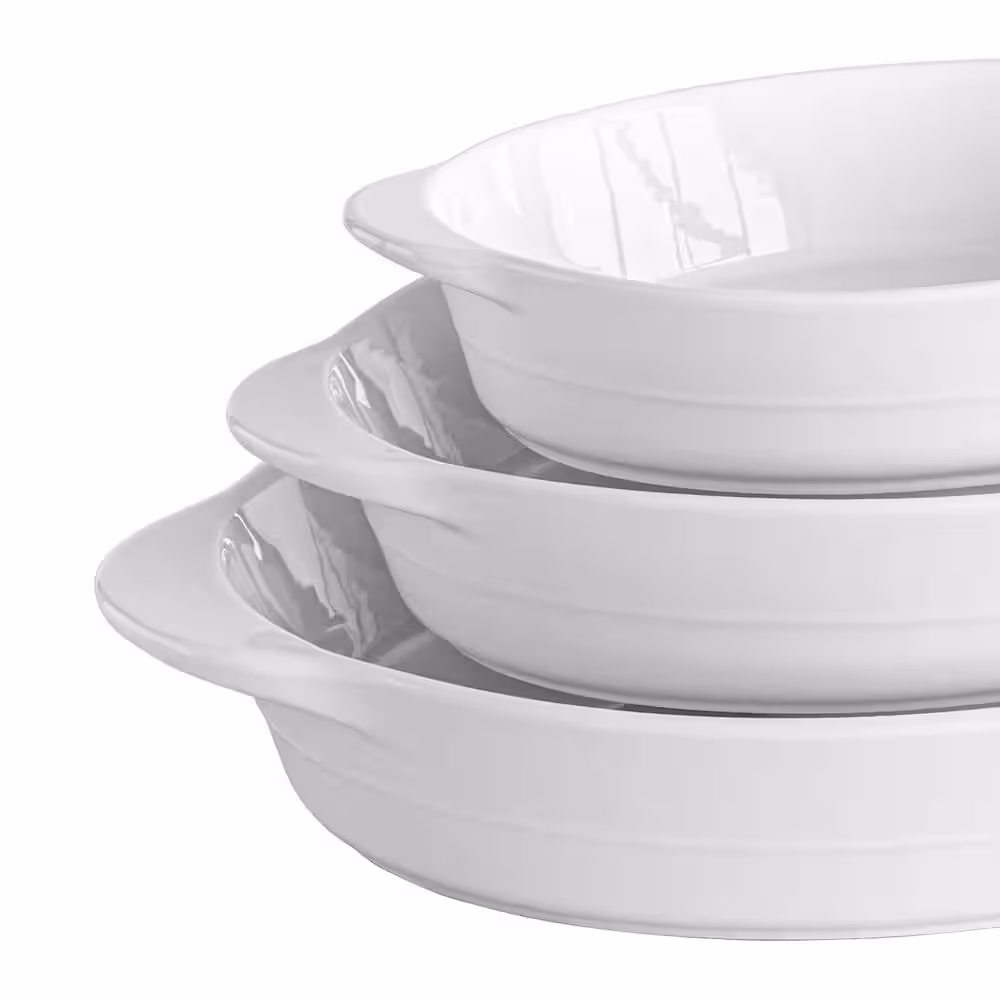 Over and Back 3-Piece Oval White Porcelain Bakeware set (set of 3)