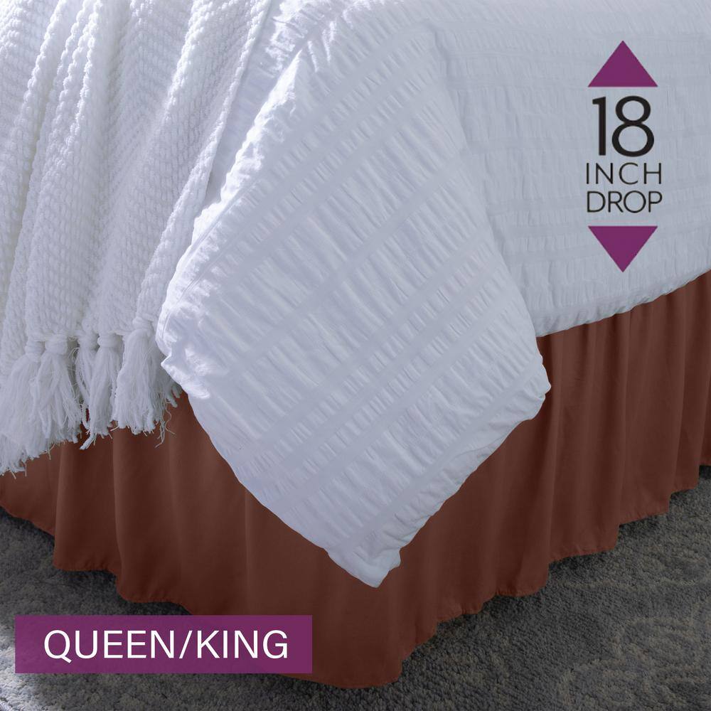 Home Details 18 in. Chocolate Drop Wrap Around Queen/King Bed Skirt Ruffle
