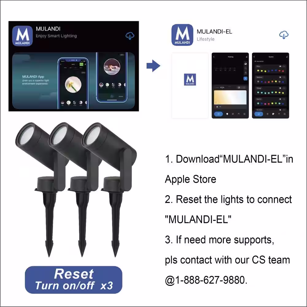 Mulandi Low Voltage Black LED Spotlight Smart Light Kit with 36-Watt Transformer (3-Pack)