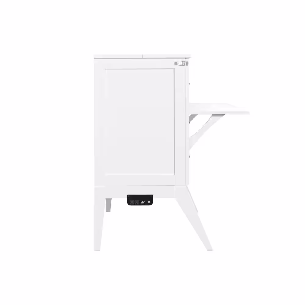 None Northampton White Solid Wood Frame Full Size Murphy Bed Desk with Mattress