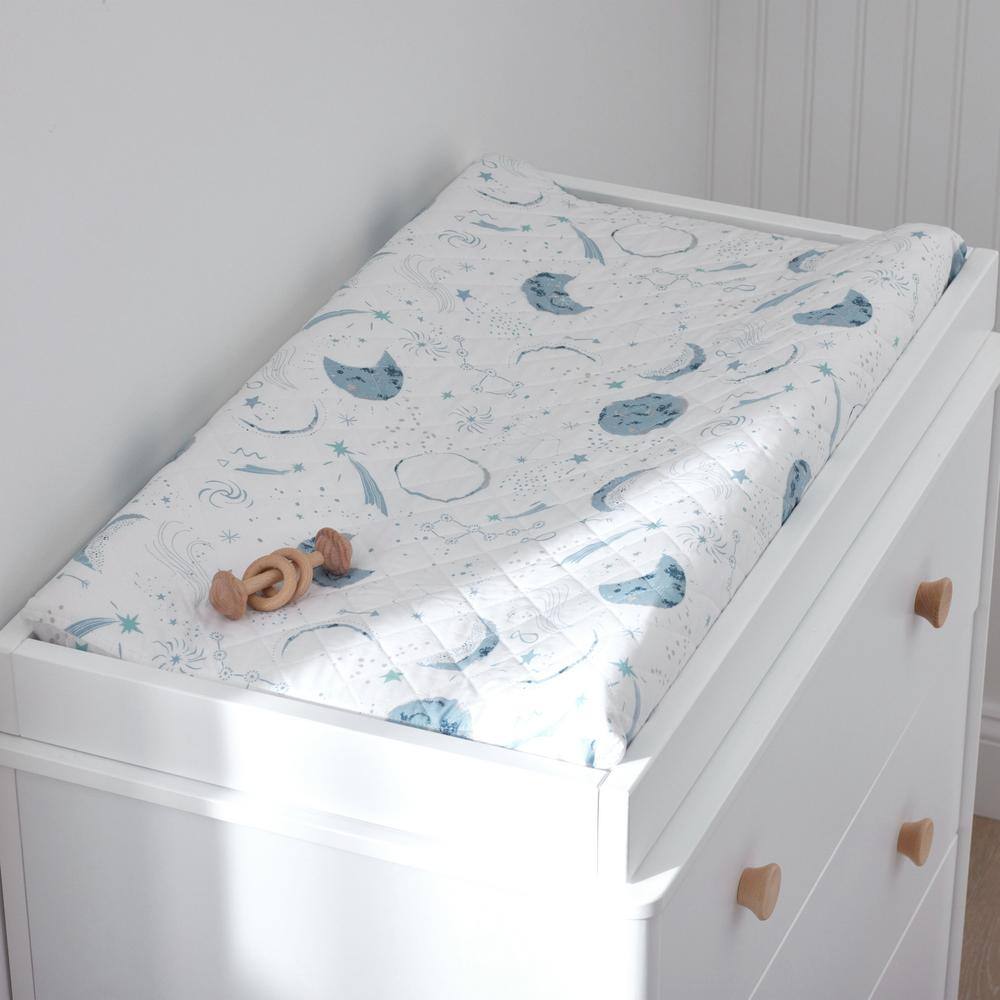 The Company Store Company Kids Night Sky Quilted Blue Multi Organic Cotton Percale Bedroom Linen Changing Pad Cover