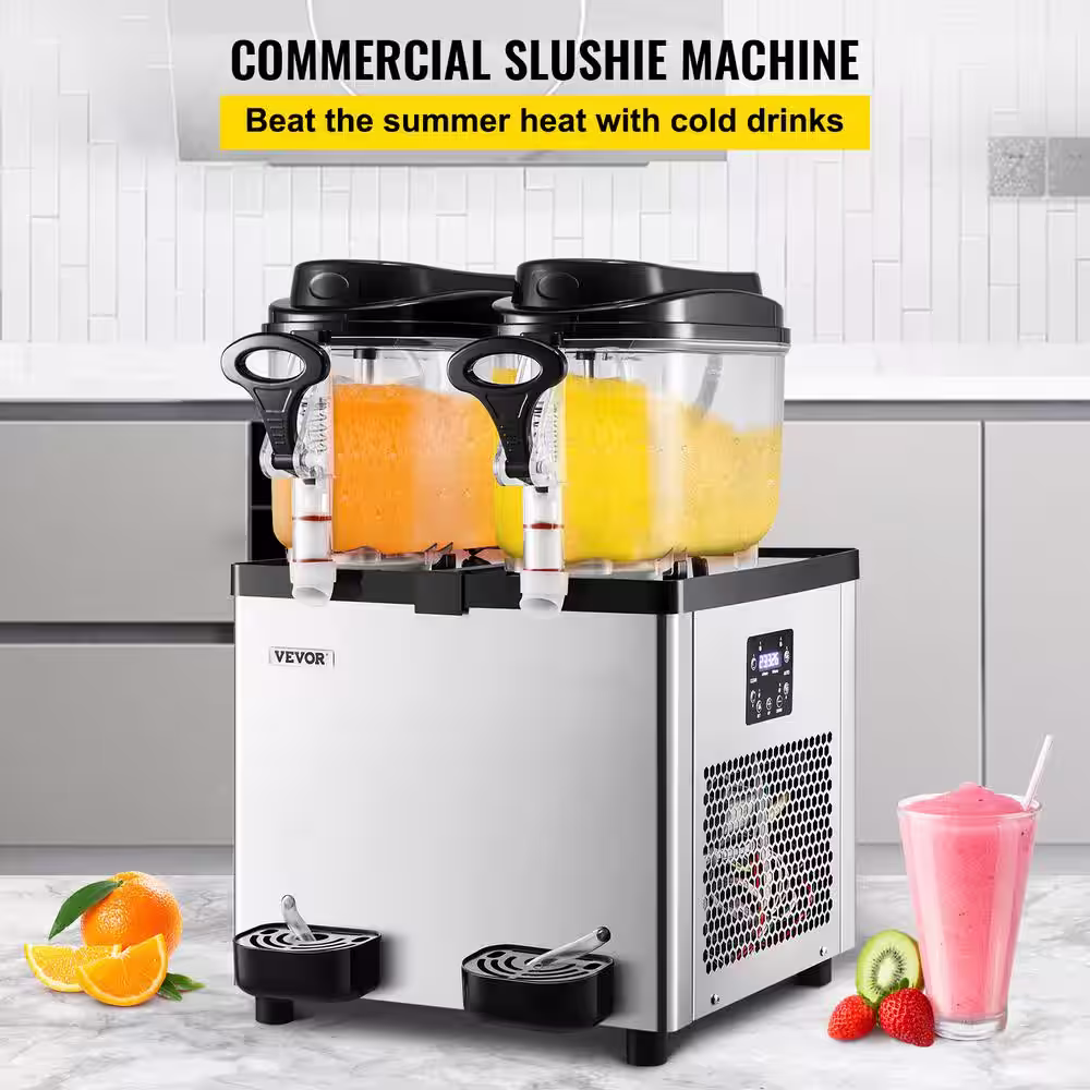 VEVOR Commercial Slushy Machine 203 oz. x 2 Tanks 50 Cups Snow Cone Machine 700W Margarita Smoothie Frozen Drink Maker