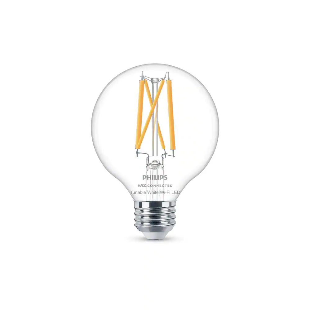 Philips 60-Watt Equivalent G25 Smart Wi-Fi LED Vintage Edison Tuneable White Light Bulb Powered by WiZ with Bluetooth (1-Pack)