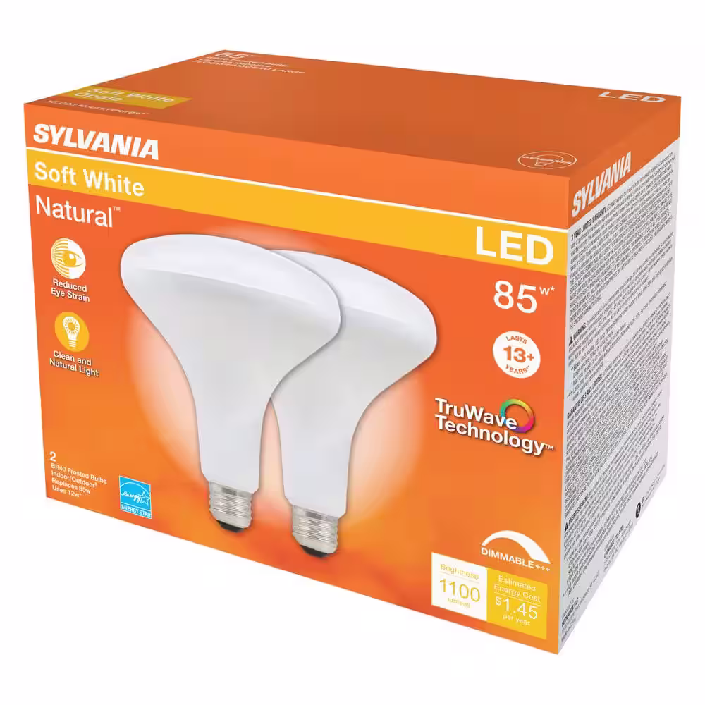 Sylvania 85-Watt Equivalent BR40 Dimmable LED Light Bulb 2700K (2-Pack)