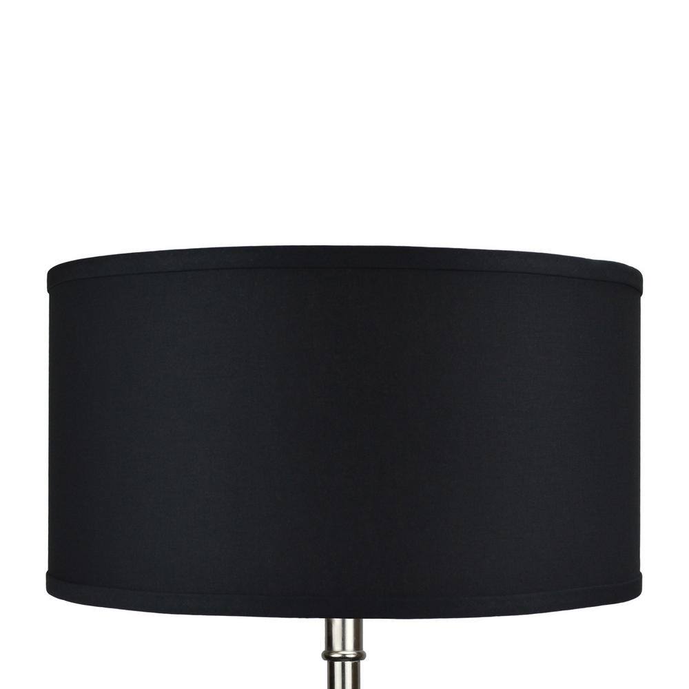 FenchelShades.com 17 in. Top Diameter x 17 in. Bottom Diameter x 9 in. H Linen Black Drum Lamp Shade