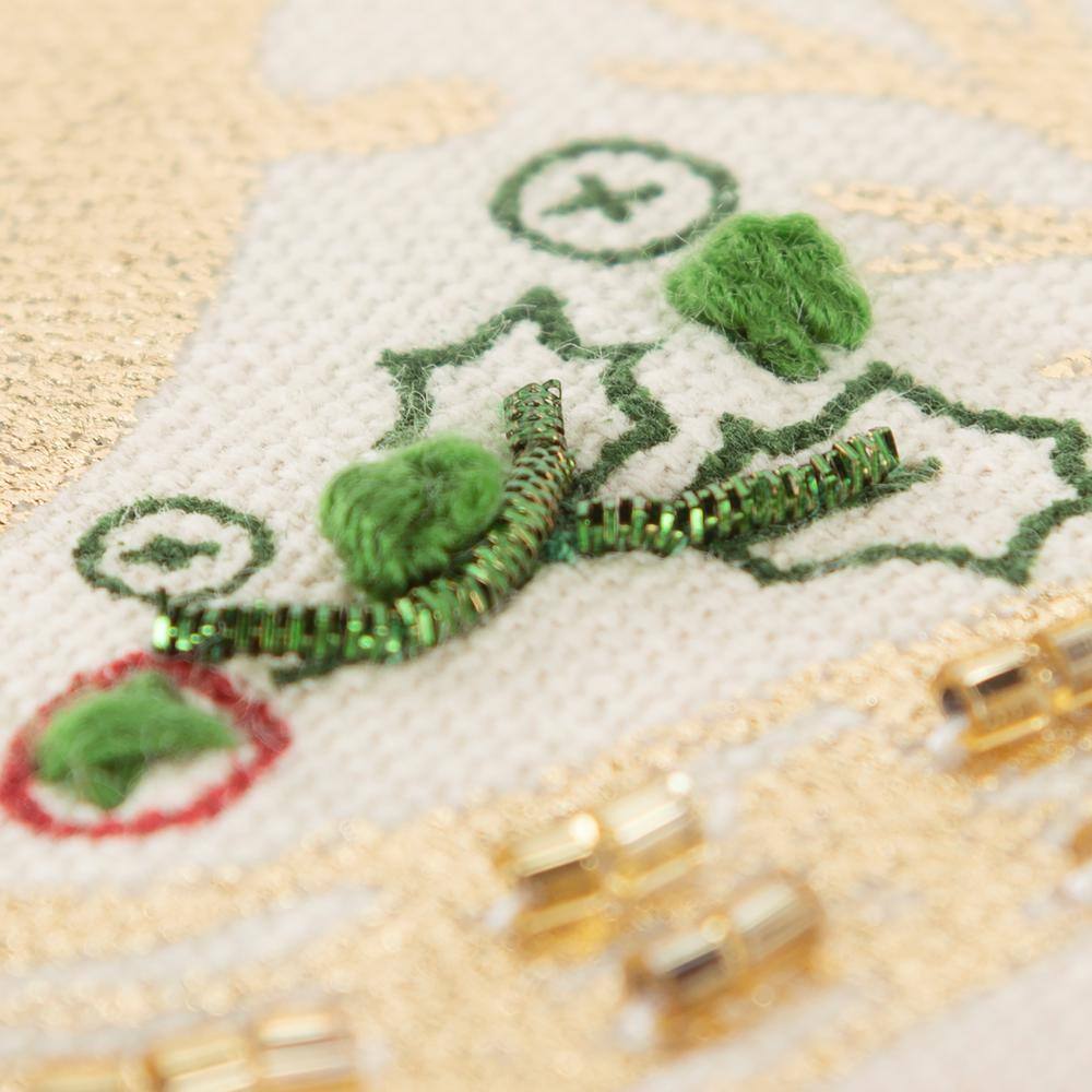 None Natural/Gold Christmas Decorated Tree Poly Filled 20 in. x 20 in. Decorative Throw Pillow