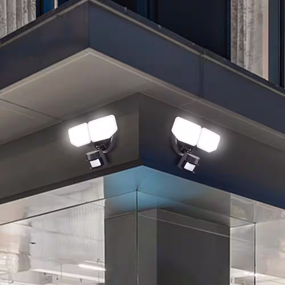 AWSENS 30-Watt 180-Degree Black Motion Activated Outdoor Integrated LED Security Flood Light with PIR Dusk to Dawn Sensor