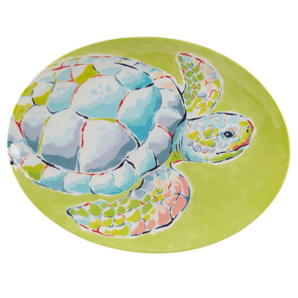 Certified International Deep Sea 2-Piece Multicolored Melamine 14 in. and 18 in. Platter Set