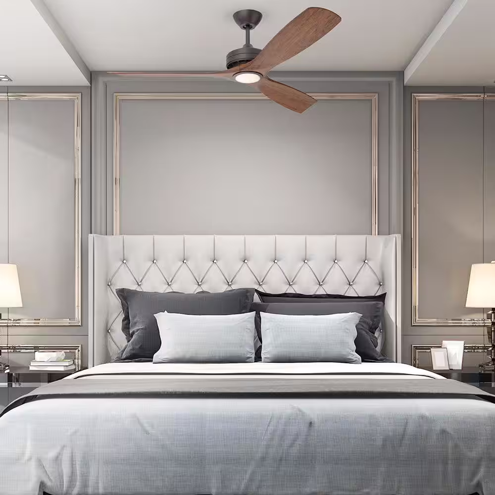 Home Decorators Collection Bayshire 52 in. LED Indoor/Outdoor Matte Black Ceiling Fan with Remote Control and White Color Changing Light Kit