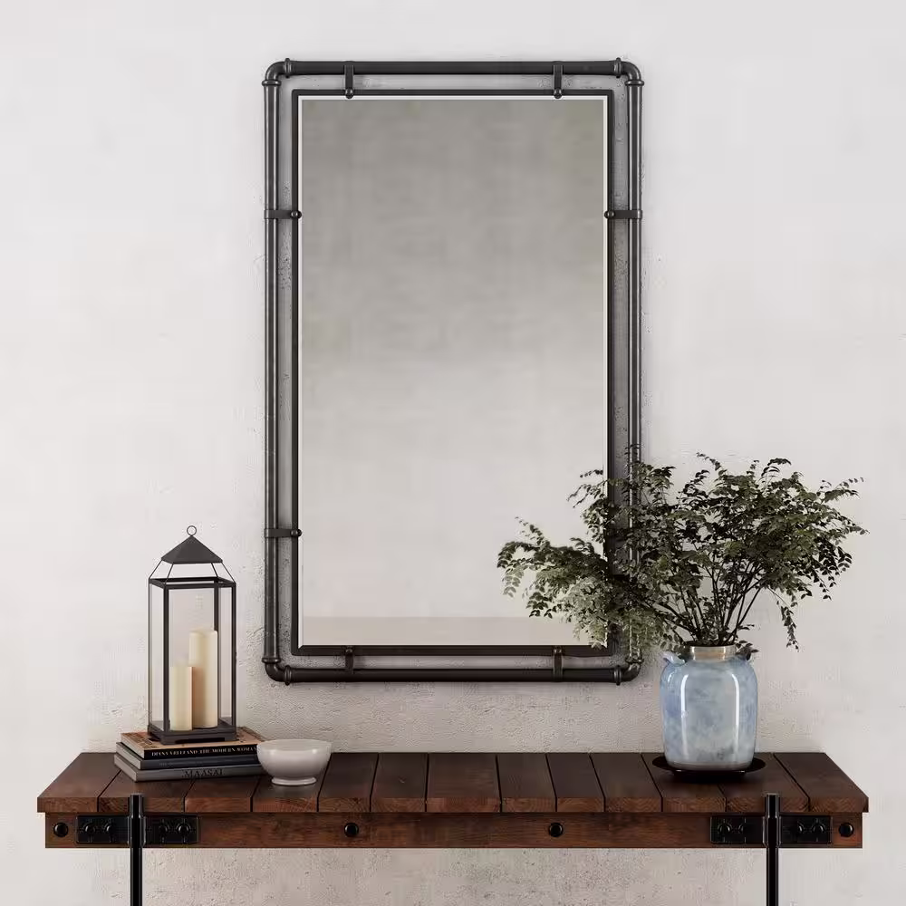 Aspire Home Accents Medium Rectangle Gray Beveled Glass Mirror (33 in. H x 20.5 in. W)