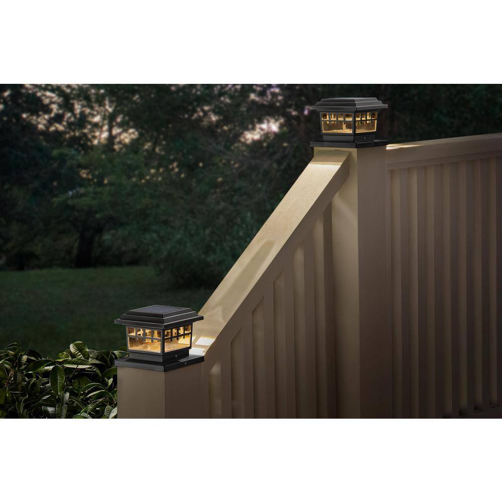 Hampton Bay 3.5 in. x 3.5 in. Bronze Outdoor Solar Post Cap with a 5.5 in. x 5.5 in. Adaptor (2-Pack)