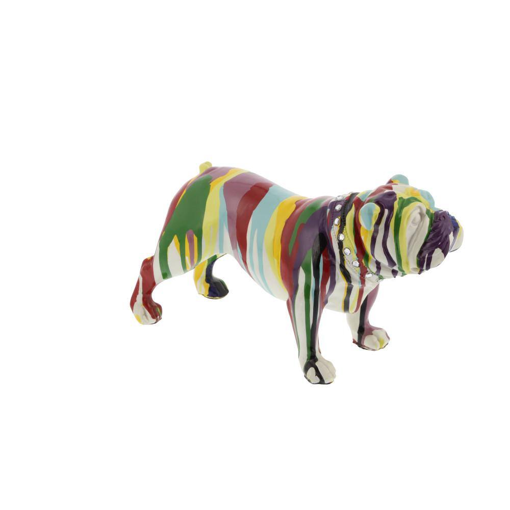 Novogratz Multi Colored Polystone Graffiti Bulldog Sculpture
