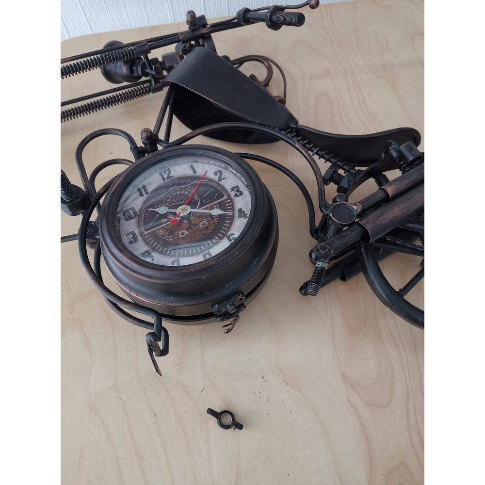 Peterson Artwares rustic motorcycle TABLE CLOCK