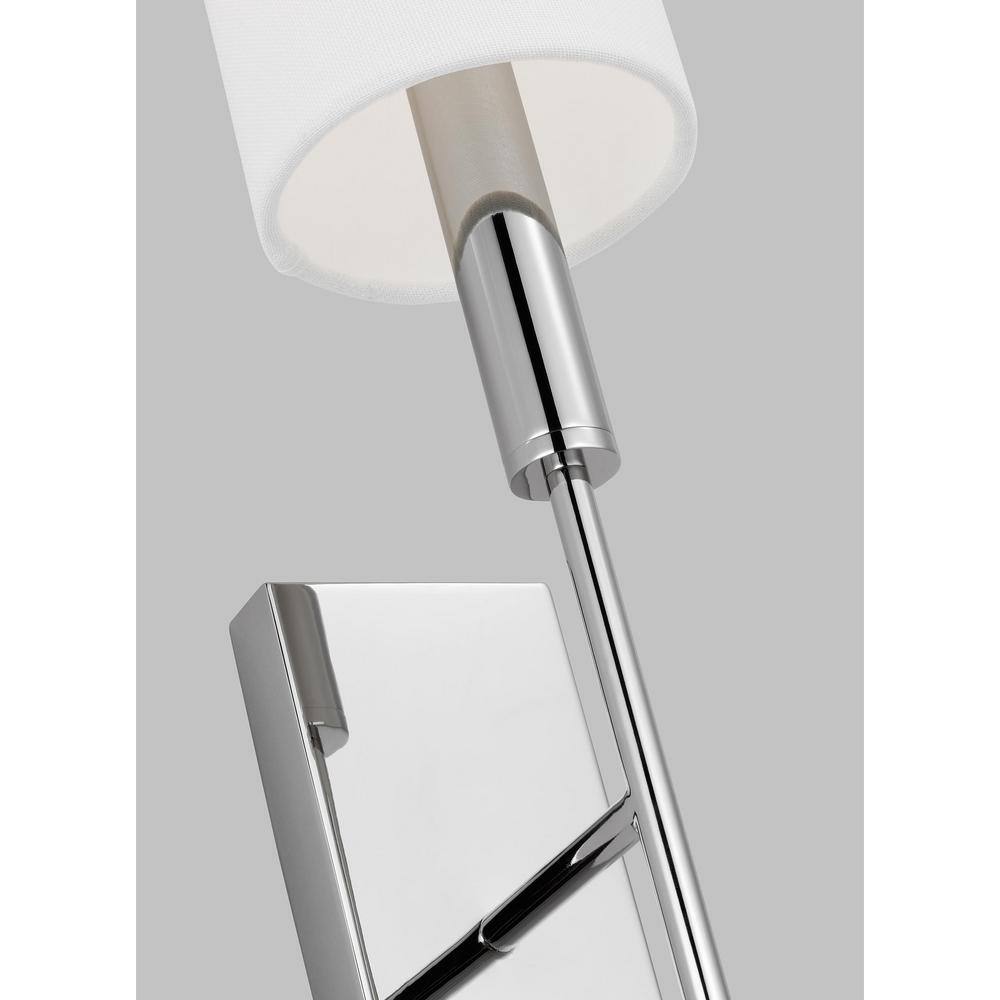 Generation Lighting Brianna 1-Light Polished Nickel Contemporary Indoor Dimmable Tail Wall Sconce with Optional White Linen Shade