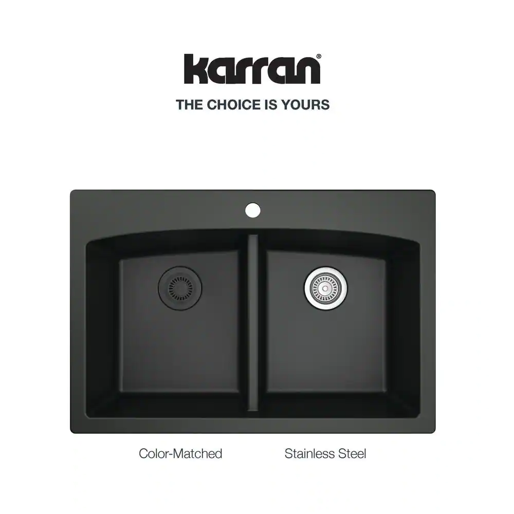 Karran 3-1/2 in. Kitchen Sink Basket Strainer in Black