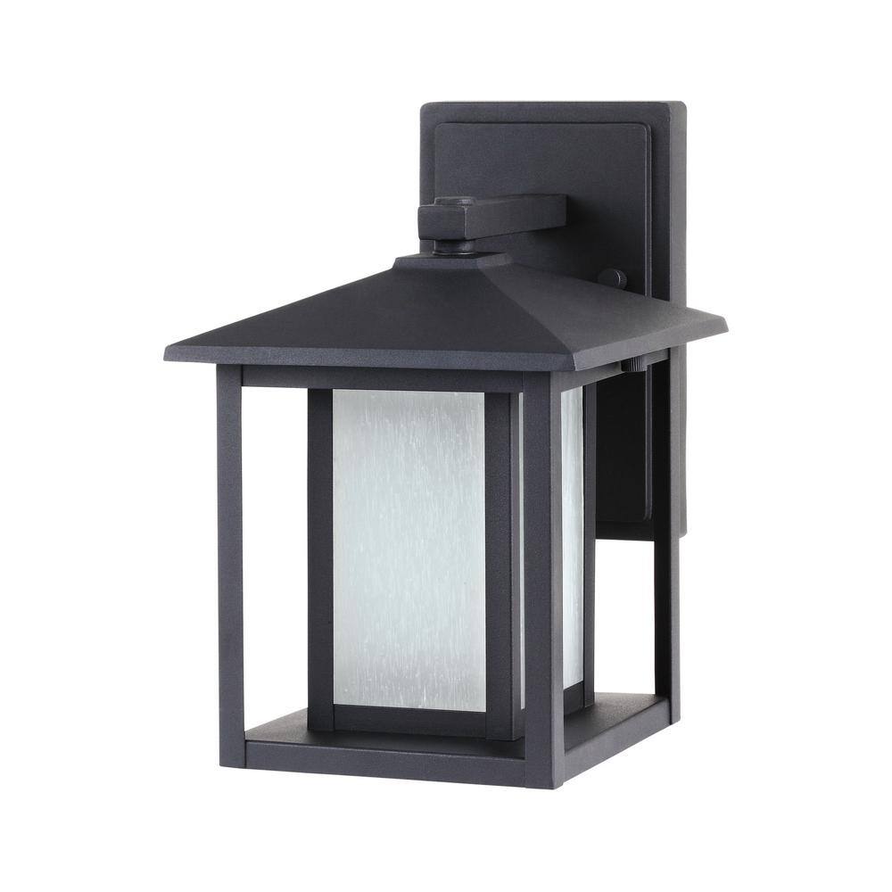 Generation Lighting Hunnington 1-Light Black Outdoor 11 in. Wall Lantern Sconce