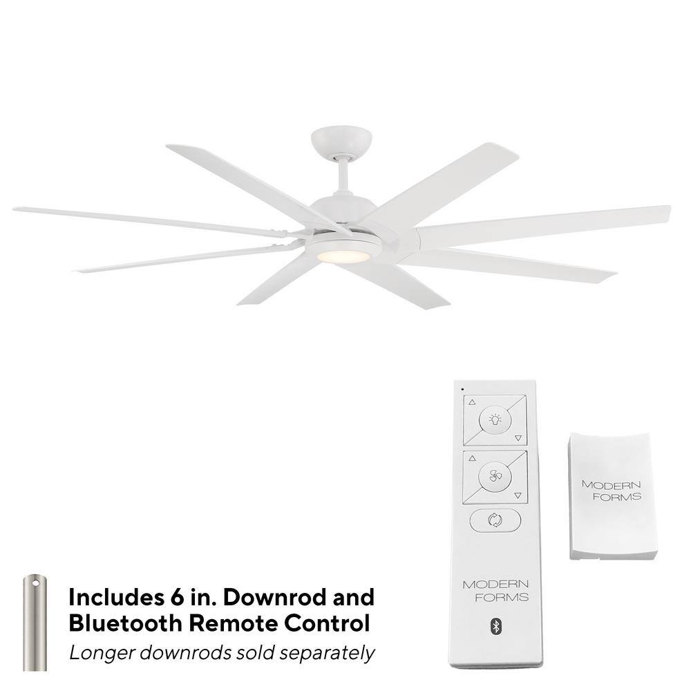 Modern Forms Roboto XL 70 in. Indoor/Outdoor 8-Blade Smart Ceiling Fan in Matte White with Remote Control
