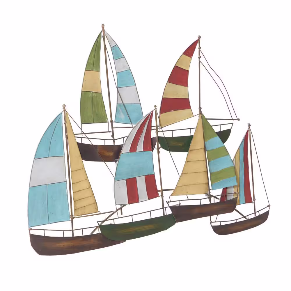 Litton Lane Metal Multi Colored Sail Boat Wall Decor