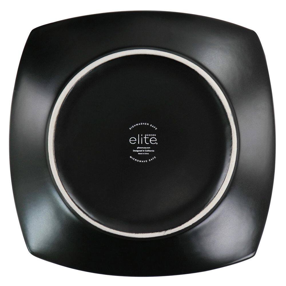 GIBSON ELITE Soho Lounge 16-Piece Square Stoneware Dinnerware Set in Teal and Black