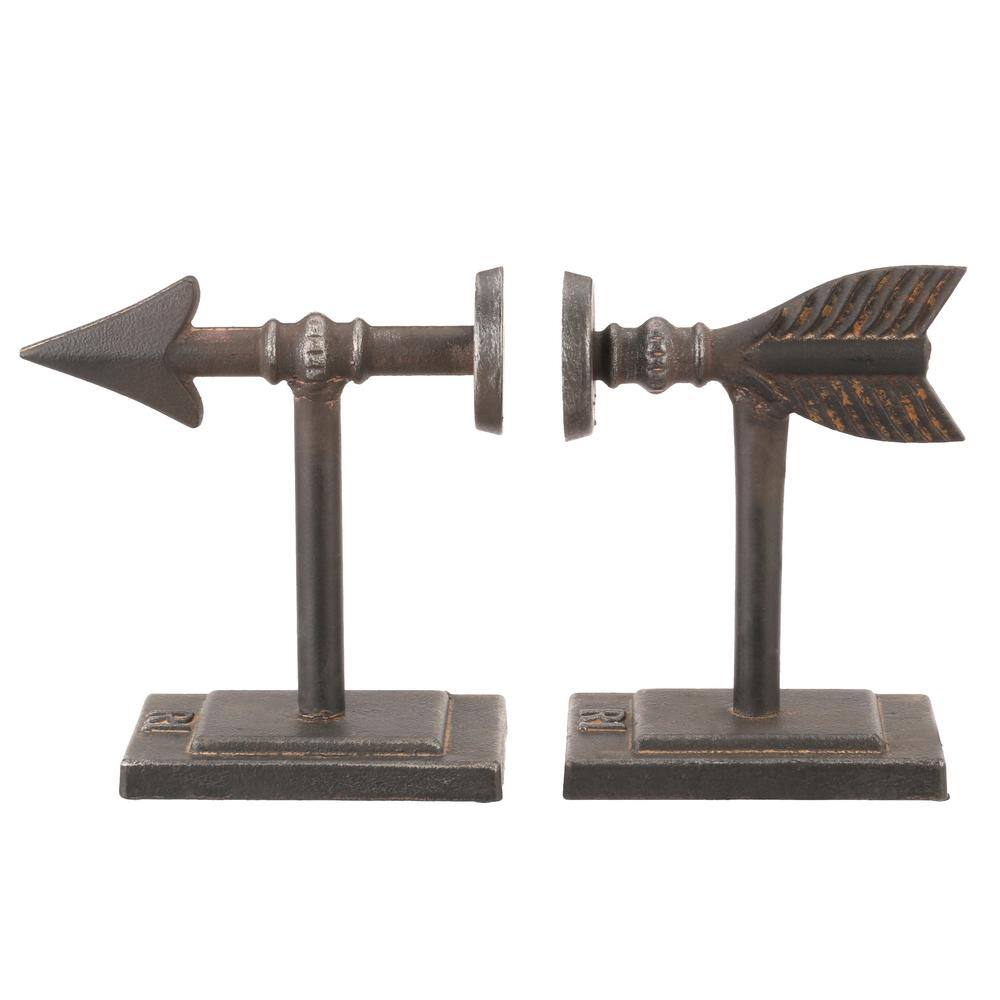 Storied Home Arrow Brown Metal Bookends (Set of 2)