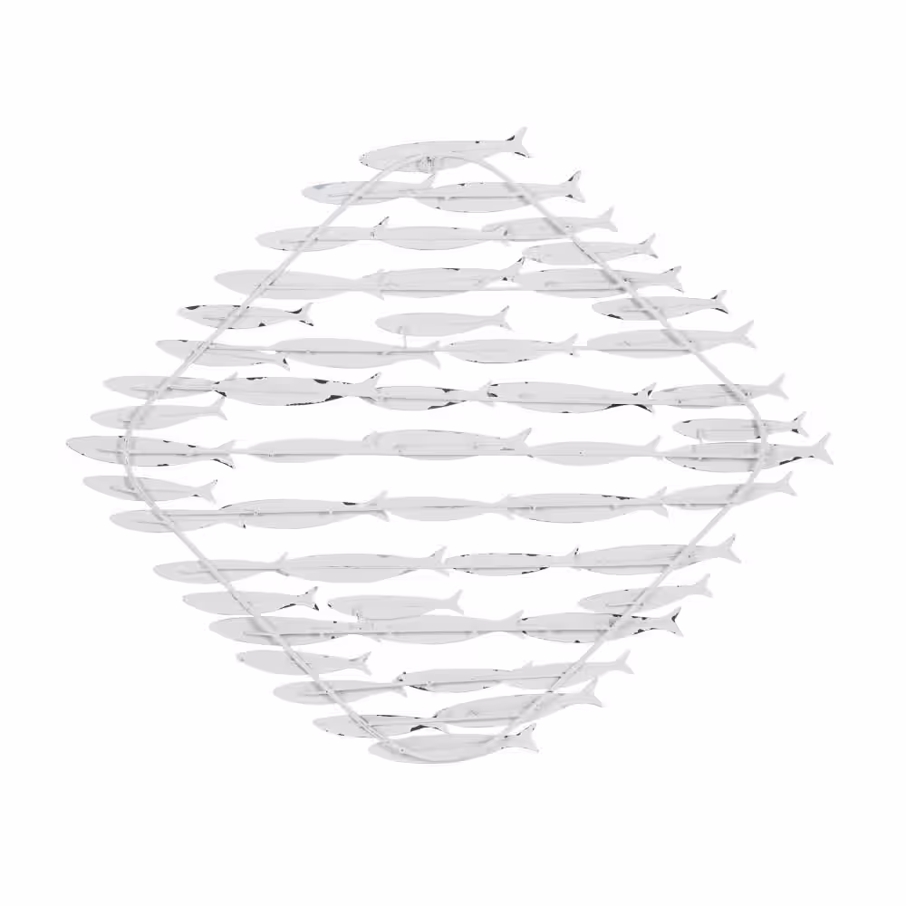 None Metal Blue Indoor Outdoor Fish Wall Decor