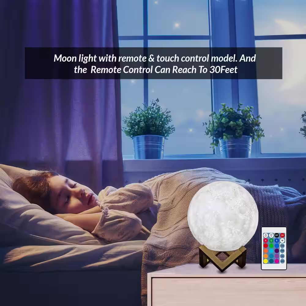 Himalayan Glow 5.9 in. Tall 0.7-Watt Maximum LED Night Light 3D Star Moon Lamp, Remote and Touch Control USB Rechargeable