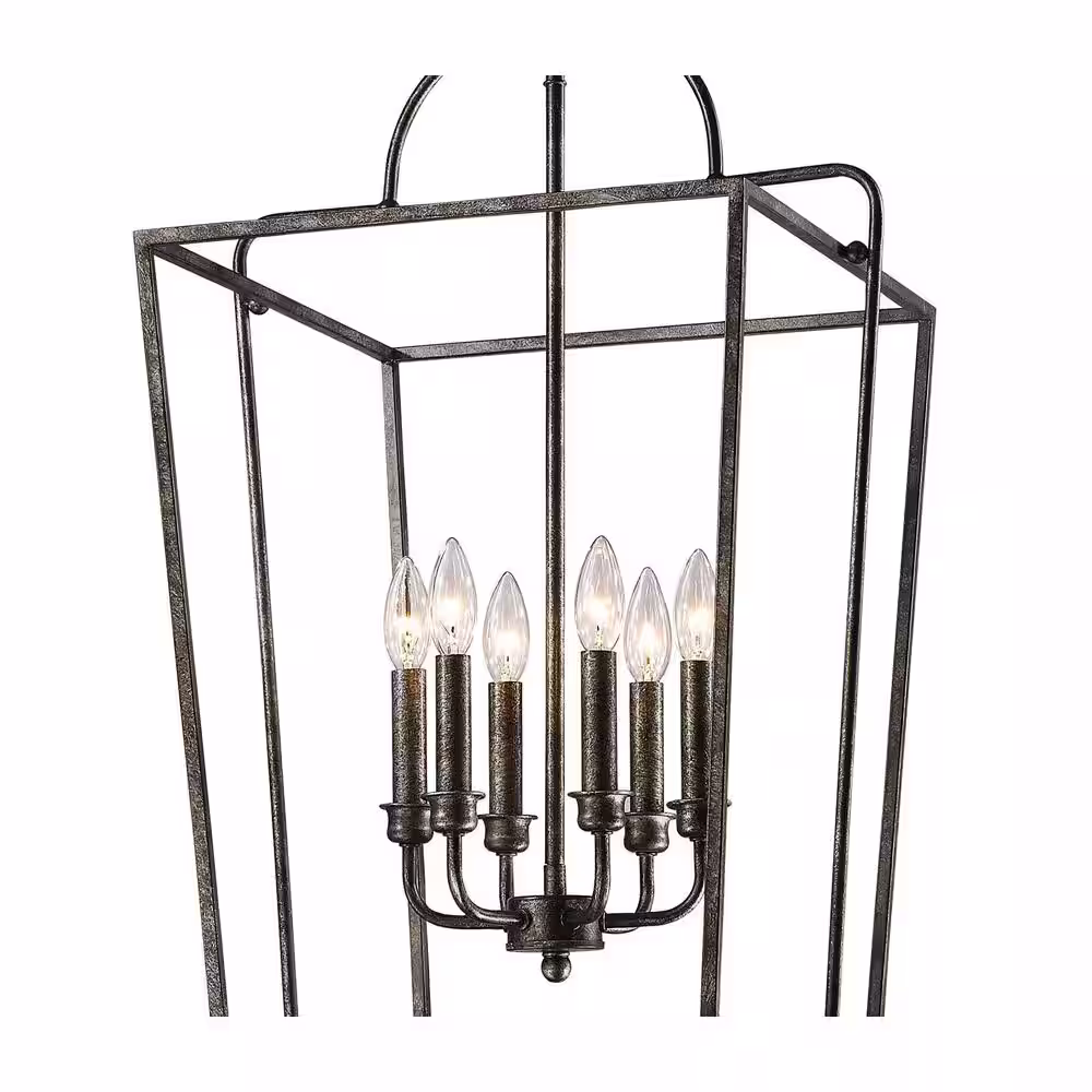 Millennium Lighting 18 in. 6-Light Antique Silver Cage Pendant