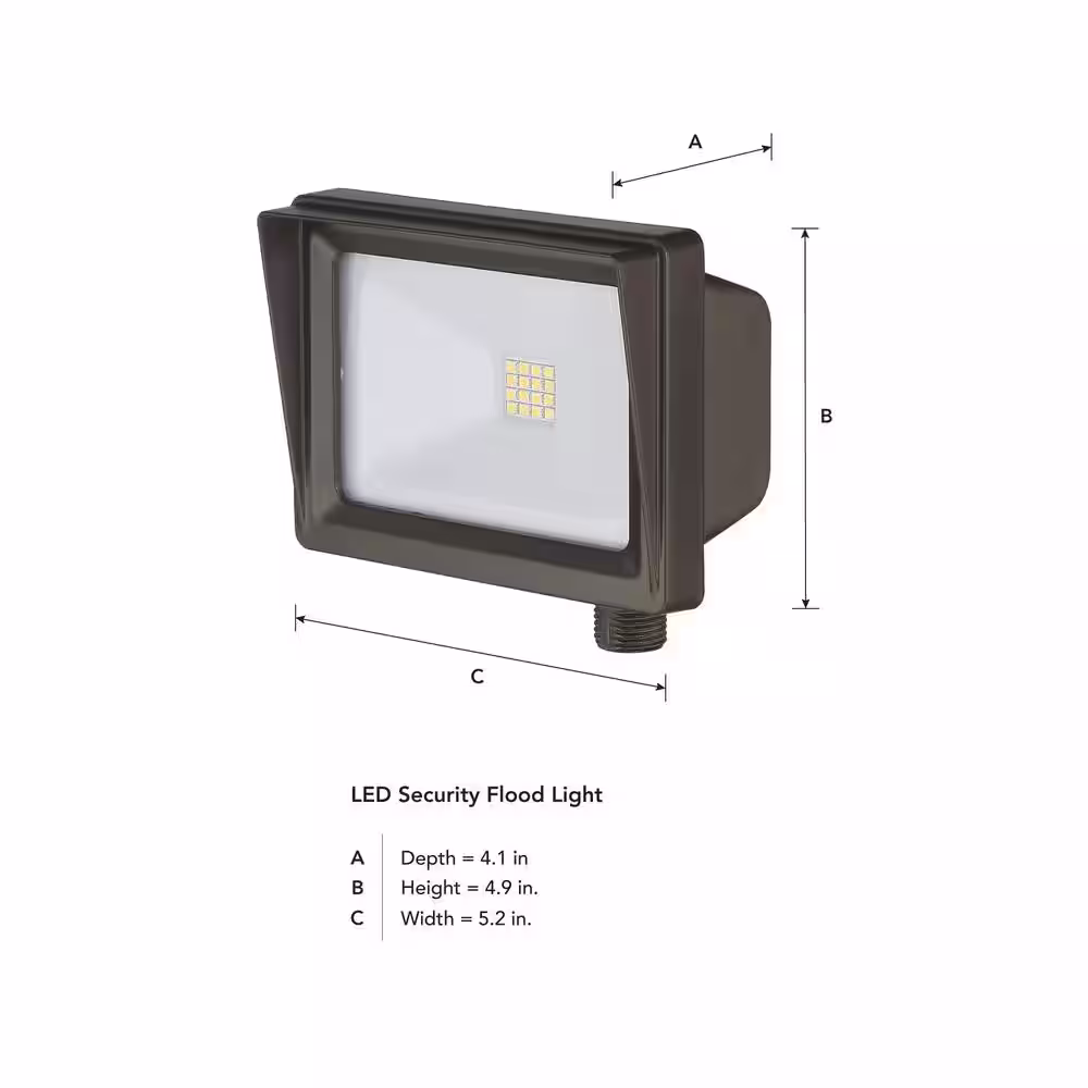 EnviroLite EnviroLite Bronze Integrated LED Outdoor Line Voltage Security Flood Light with Tempered Glass Lens