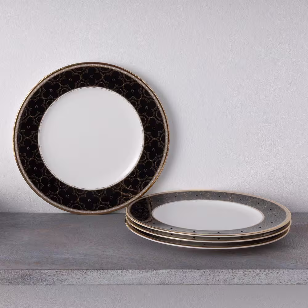 Noritake Trefolio 9.75 in. White Bone China Accent Plates Set of 4