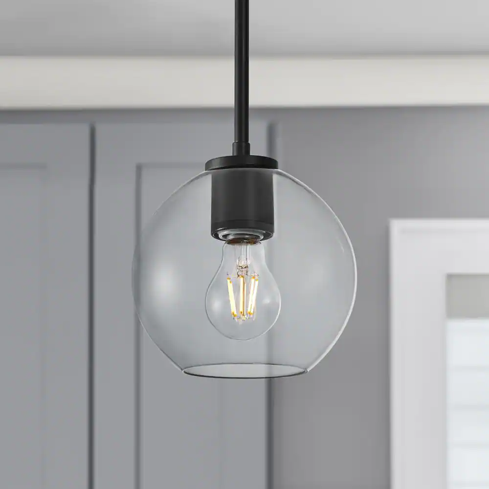 None Smoke Grey Glass Globe Pendant Lamp Shade with 2-1/4 in. Fitter