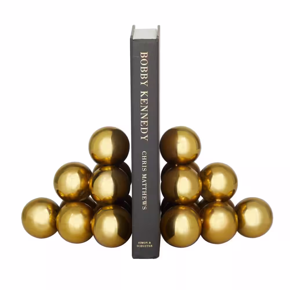 Novogratz Gold Stainless Steel Stacked Orb Bookends (Set of 2)