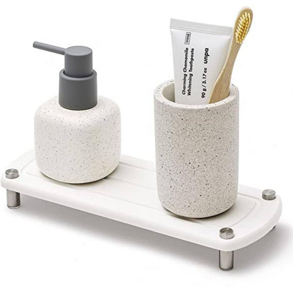 Dyiom Home Sink Caddy, Instant Dry Kitchen Bathroom Sink Organizer, Diatomaceous Earth Water Absorbing Stone Tray