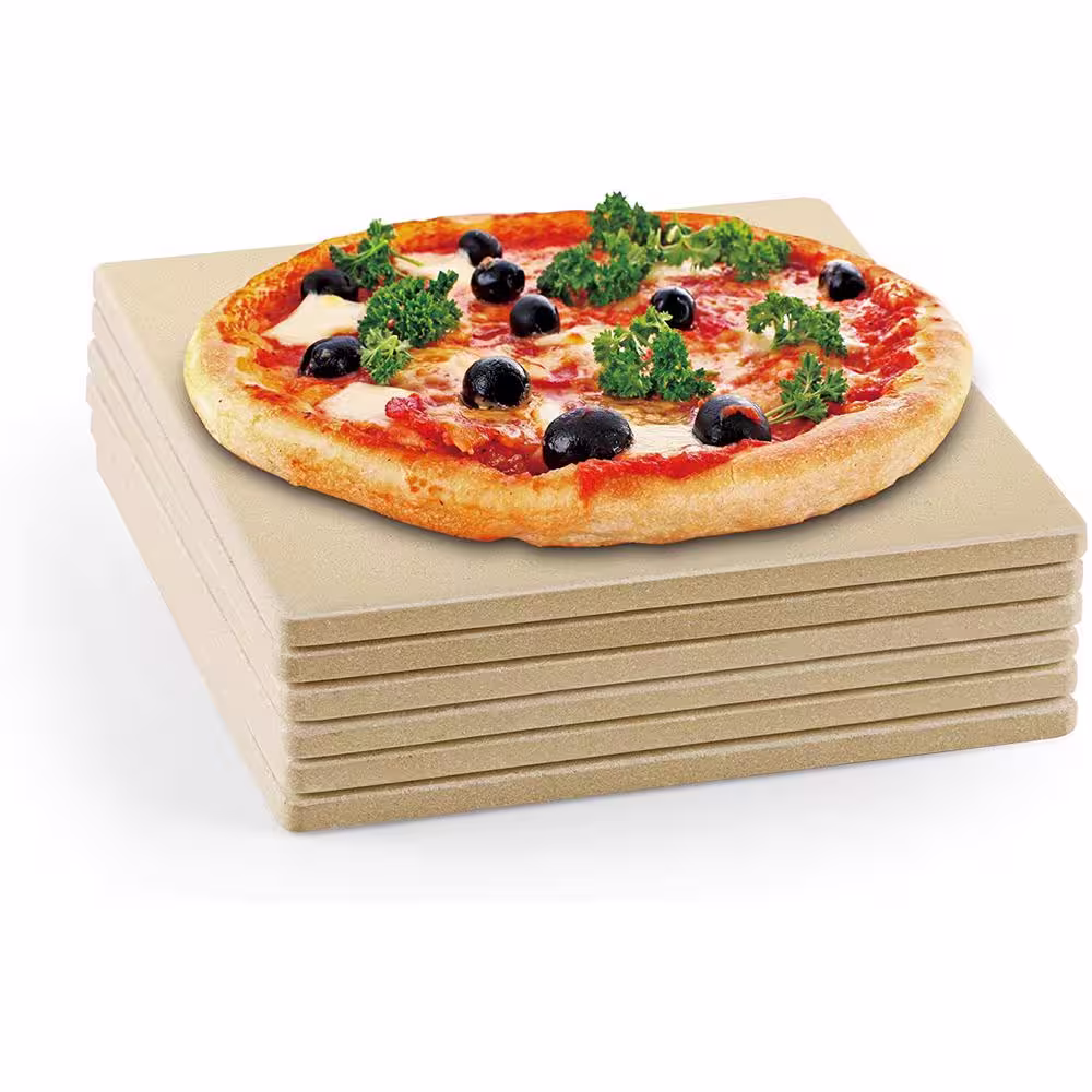 Cook N Home 7.5 in. x 7.5 in. x 0.4 in. Square 6-Pieces/Set True Cordierite Pizza Grilling Baking Stone
