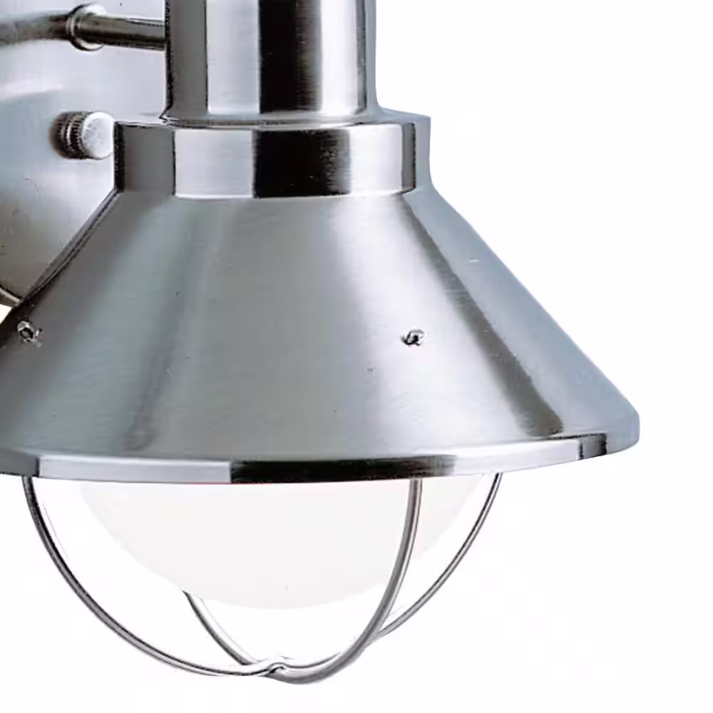 KICHLER Seaside 1-Light Brushed Nickel Outdoor Hardwired Barn Sconce with No Bulbs Included (1-Pack)