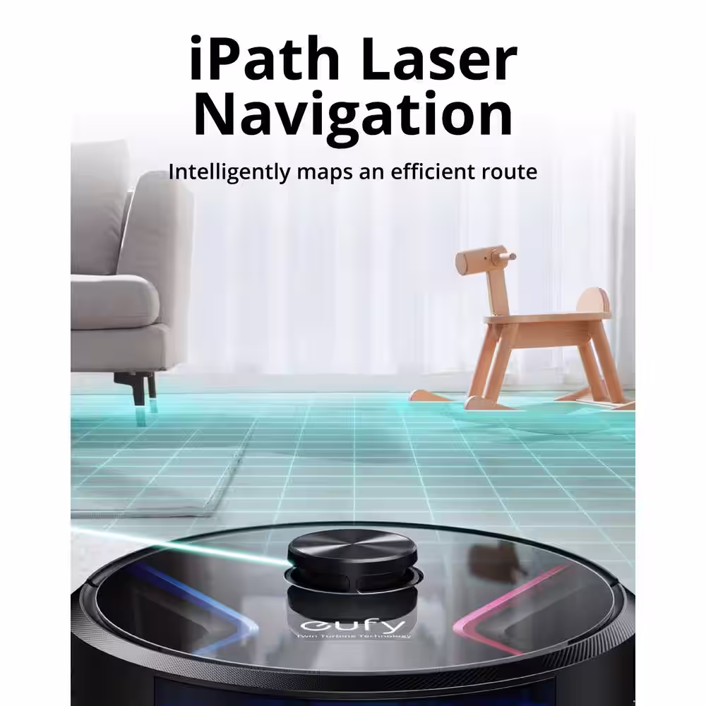eufy RoboVac X8 Robotic Vacuum Cleaner, Wi-Fi Connected, Laser Navigation, Bagless, HEPA Filter, Multi-Surface in Black