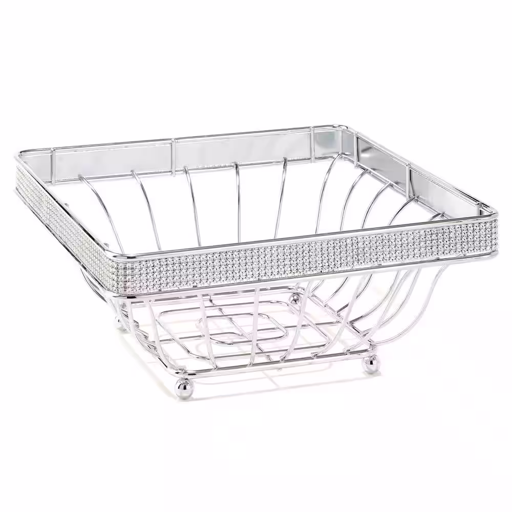 Kitchen Details Chrome Fruit Basket in Pave Diamond Design