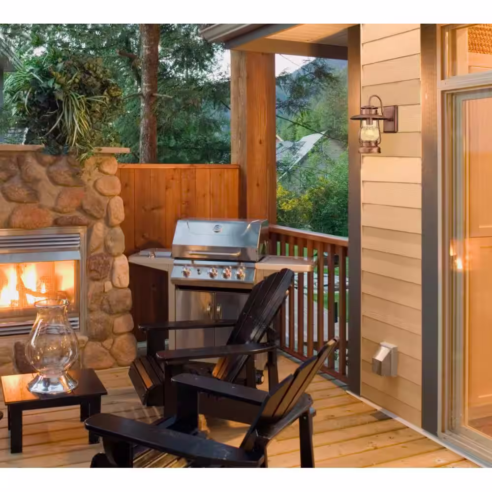 Westinghouse Santa Fe Medium 1-Light Washed Copper Outdoor Wall Mount Lantern with Clear Seeded Glass